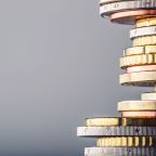 Euro coins. Euro money. Euro currency.Coins stacked on each other in different positions. Money concept.